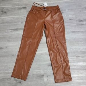 Women NINE WEST Brown Leather Pants
